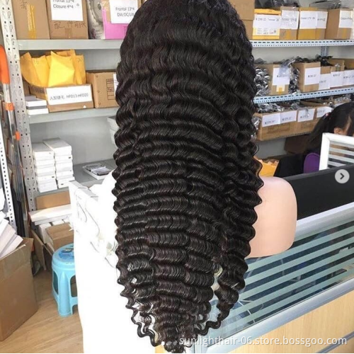 Sunlight brazilian  deep hair human wave remy hair hd lace cheap human hair 13x4 lace front wigs wigs for black women